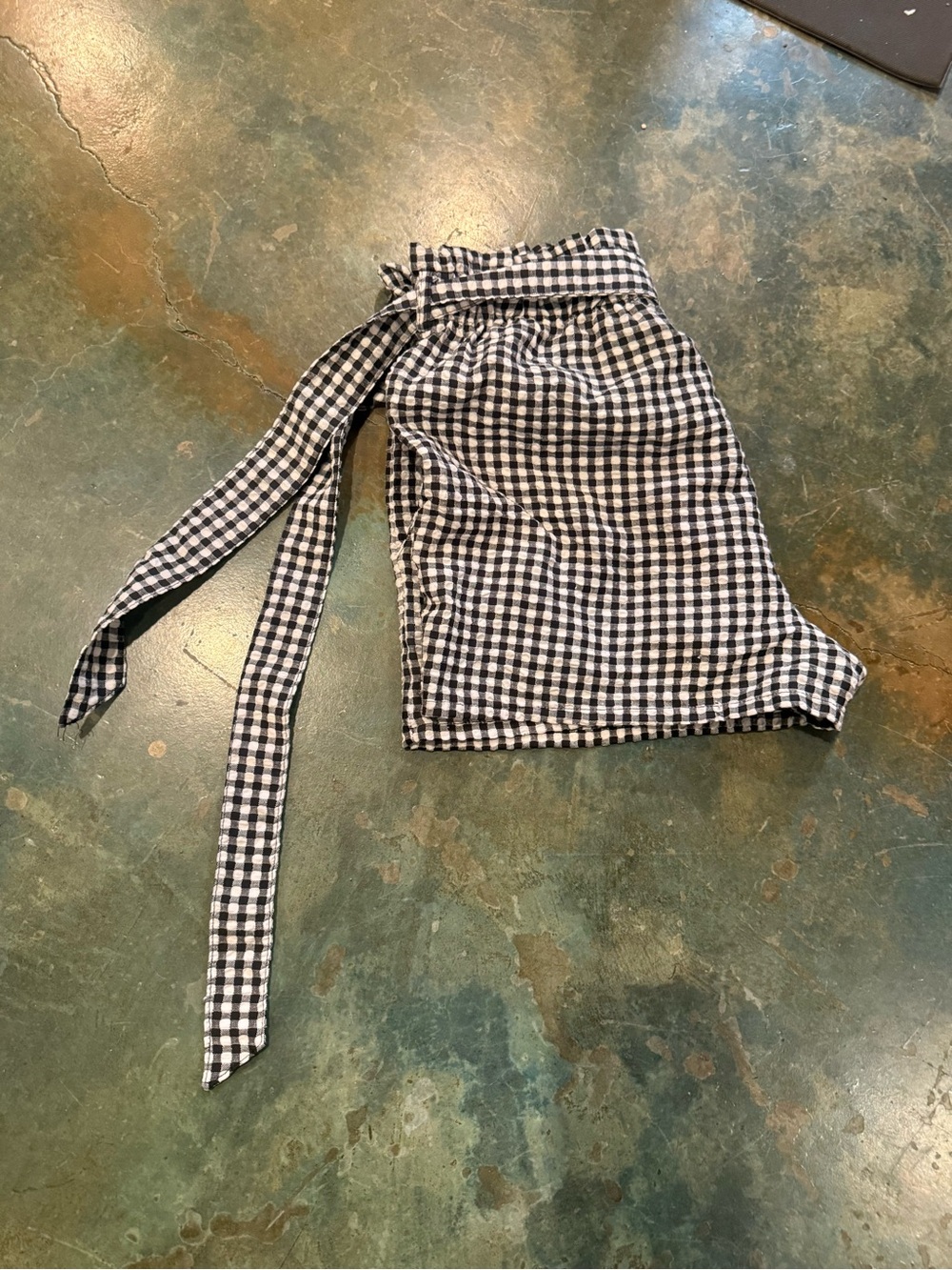 by & by Black and White Gingham Wrap Mini Skort